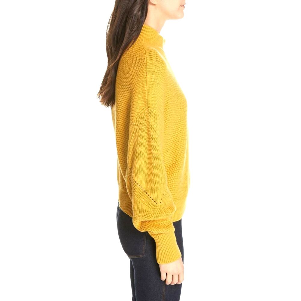 JOIE Lusela Sweater Golden Yellow Sz XS Mock Neck Knit Gold Buttons Pullover - Picture 5 of 11